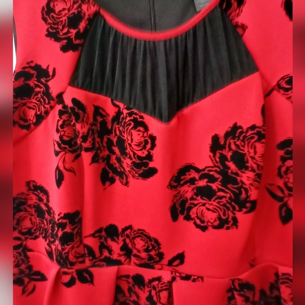 Enfocus Goth Velvet Rose Dark Romantic Midi Dress Womens Size 20W - Picture 2 of 6